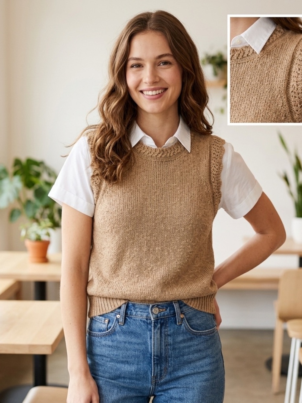 J. Crew Sleeveless Crewneck Knit Tank - Tan/Camel